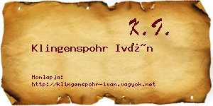 Klingenspohr Iván névjegykártya